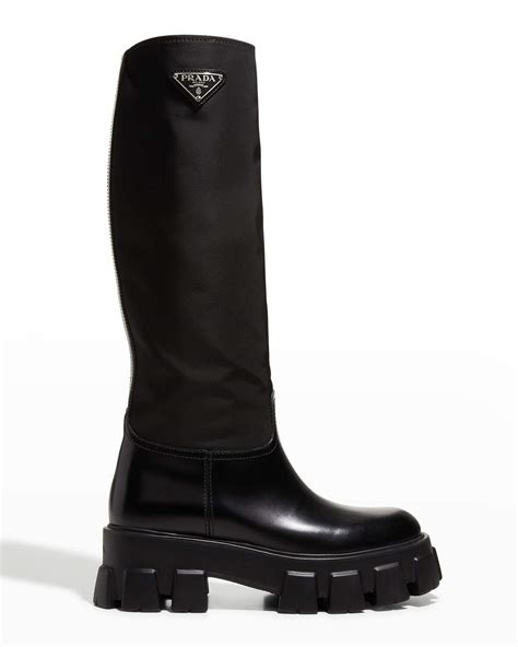 prada monolith nylon tall riding boots|prada monolith gabardine boots.